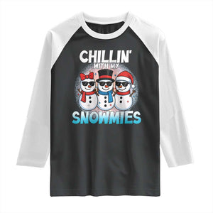 Christmas Snowman Raglan Shirt Chillin With My Snowmies Christmas Snowman TS12 Black White Print Your Wear