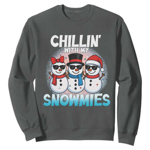 Christmas Snowman Sweatshirt Chillin With My Snowmies Christmas Snowman TS12 Dark Heather Print Your Wear