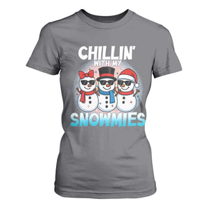 Christmas Snowman T Shirt For Women Chillin With My Snowmies Christmas Snowman TS12 Charcoal Print Your Wear