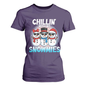 Christmas Snowman T Shirt For Women Chillin With My Snowmies Christmas Snowman TS12 Purple Print Your Wear