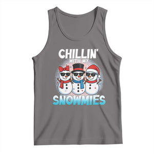 Christmas Snowman Tank Top Chillin With My Snowmies Christmas Snowman TS12 Deep Heather Print Your Wear