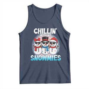 Christmas Snowman Tank Top Chillin With My Snowmies Christmas Snowman TS12 Navy Print Your Wear