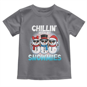 Christmas Snowman Toddler T Shirt Chillin With My Snowmies Christmas Snowman TS12 Charcoal Print Your Wear