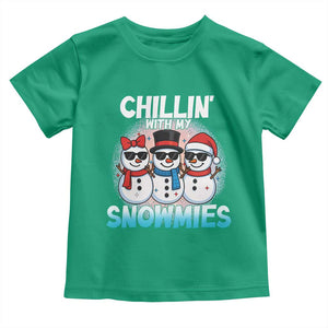 Christmas Snowman Toddler T Shirt Chillin With My Snowmies Christmas Snowman TS12 Irish Green Print Your Wear