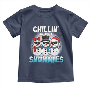 Christmas Snowman Toddler T Shirt Chillin With My Snowmies Christmas Snowman TS12 Navy Print Your Wear