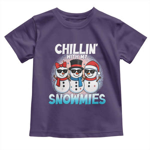 Christmas Snowman Toddler T Shirt Chillin With My Snowmies Christmas Snowman TS12 Purple Print Your Wear