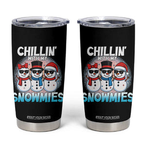 Christmas Snowman Tumbler Cup Chillin With My Snowmies Christmas Snowman TS12 Black Print Your Wear