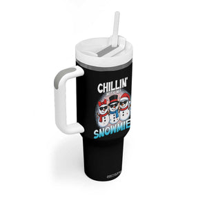 Christmas Snowman Tumbler With Handle Chillin With My Snowmies Christmas Snowman TS12 Print Your Wear