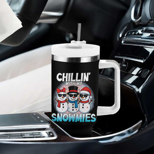 Christmas Snowman Tumbler With Handle Chillin With My Snowmies Christmas Snowman TS12 Print Your Wear