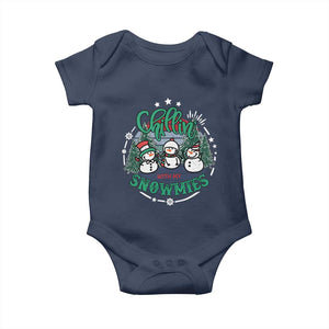 Christmas Snowman Baby Onesie Chillin With My Snowmies Cute Winter TS12 Navy Print Your Wear