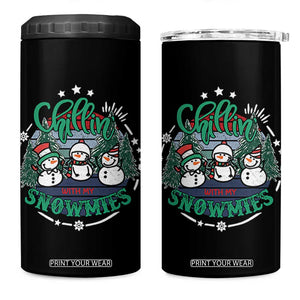 Christmas Snowman 4 in 1 Can Cooler Tumbler Chillin With My Snowmies Cute Winter TS12 One Size: 16 oz Black Print Your Wear
