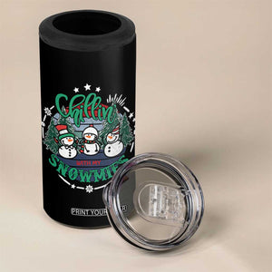 Christmas Snowman 4 in 1 Can Cooler Tumbler Chillin With My Snowmies Cute Winter TS12 Print Your Wear