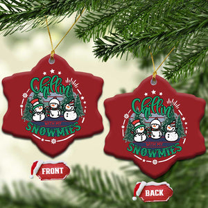 Xmas Snowman Christmas Ornament Chillin With My Snowmies Cute Winter TS12 Snow Flake Red Print Your Wear