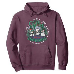 Christmas Snowman Hoodie Chillin With My Snowmies Cute Winter TS12 Maroon Print Your Wear