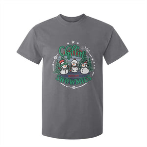 Christmas Snowman T Shirt For Kid Chillin With My Snowmies Cute Winter TS12 Charcoal Print Your Wear