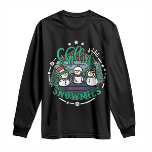 Christmas Snowman Long Sleeve Shirt Chillin With My Snowmies Cute Winter TS12 Black Print Your Wear