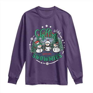 Christmas Snowman Long Sleeve Shirt Chillin With My Snowmies Cute Winter TS12 Purple Print Your Wear