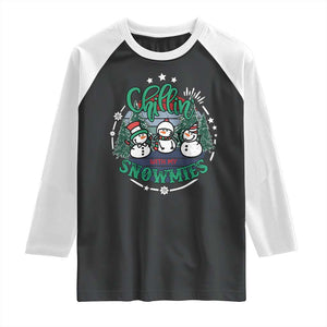Christmas Snowman Raglan Shirt Chillin With My Snowmies Cute Winter TS12 Black White Print Your Wear
