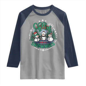 Christmas Snowman Raglan Shirt Chillin With My Snowmies Cute Winter TS12 Sport Gray Navy Print Your Wear