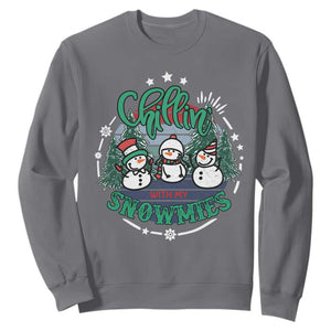 Christmas Snowman Sweatshirt Chillin With My Snowmies Cute Winter TS12 Charcoal Print Your Wear