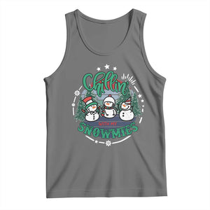 Christmas Snowman Tank Top Chillin With My Snowmies Cute Winter TS12 Black Heather Print Your Wear