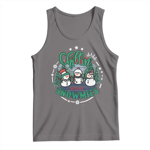 Christmas Snowman Tank Top Chillin With My Snowmies Cute Winter TS12 Deep Heather Print Your Wear