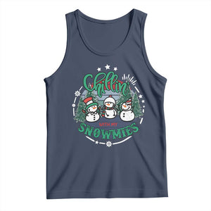 Christmas Snowman Tank Top Chillin With My Snowmies Cute Winter TS12 Navy Print Your Wear