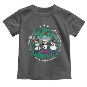 Christmas Snowman Toddler T Shirt Chillin With My Snowmies Cute Winter TS12 Dark Heather Print Your Wear