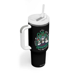 Christmas Snowman Tumbler With Handle Chillin With My Snowmies Cute Winter TS12 Print Your Wear
