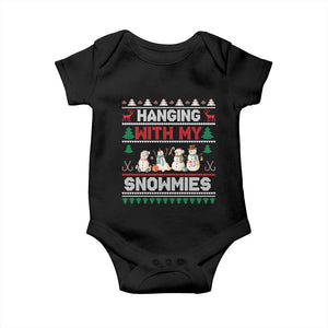 Christmas Snowman Baby Onesie Hanging With My Snowmies Merry Xmas TS12 Black Print Your Wear