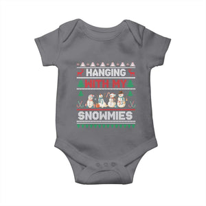 Christmas Snowman Baby Onesie Hanging With My Snowmies Merry Xmas TS12 Charcoal Print Your Wear