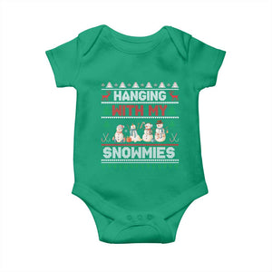 Christmas Snowman Baby Onesie Hanging With My Snowmies Merry Xmas TS12 Irish Green Print Your Wear
