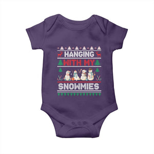 Christmas Snowman Baby Onesie Hanging With My Snowmies Merry Xmas TS12 Purple Print Your Wear