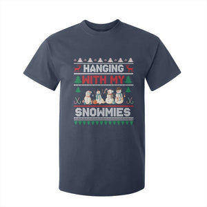 Christmas Snowman T Shirt For Kid Hanging With My Snowmies Merry Xmas TS12 Navy Print Your Wear