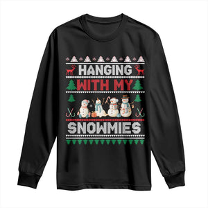 Christmas Snowman Long Sleeve Shirt Hanging With My Snowmies Merry Xmas TS12 Black Print Your Wear