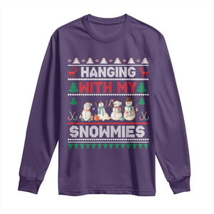 Christmas Snowman Long Sleeve Shirt Hanging With My Snowmies Merry Xmas TS12 Purple Print Your Wear