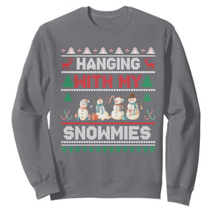 Christmas Snowman Sweatshirt Hanging With My Snowmies Merry Xmas TS12 Charcoal Print Your Wear