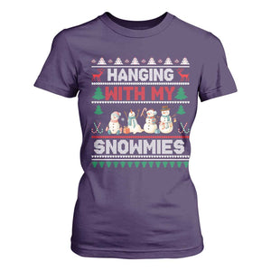 Christmas Snowman T Shirt For Women Hanging With My Snowmies Merry Xmas TS12 Purple Print Your Wear
