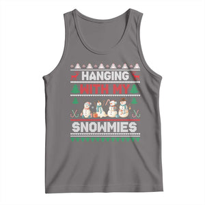 Christmas Snowman Tank Top Hanging With My Snowmies Merry Xmas TS12 Deep Heather Print Your Wear