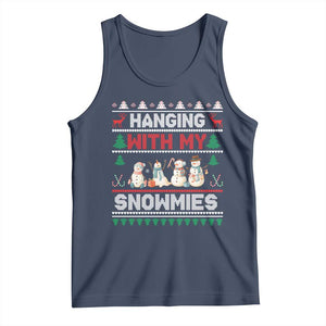 Christmas Snowman Tank Top Hanging With My Snowmies Merry Xmas TS12 Navy Print Your Wear