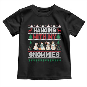 Christmas Snowman Toddler T Shirt Hanging With My Snowmies Merry Xmas TS12 Black Print Your Wear