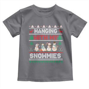 Christmas Snowman Toddler T Shirt Hanging With My Snowmies Merry Xmas TS12 Charcoal Print Your Wear