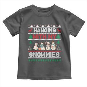 Christmas Snowman Toddler T Shirt Hanging With My Snowmies Merry Xmas TS12 Dark Heather Print Your Wear