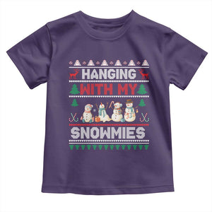 Christmas Snowman Toddler T Shirt Hanging With My Snowmies Merry Xmas TS12 Purple Print Your Wear