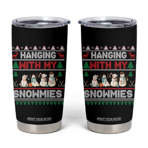 Christmas Snowman Tumbler Cup Hanging With My Snowmies Merry Xmas TS12 Black Print Your Wear