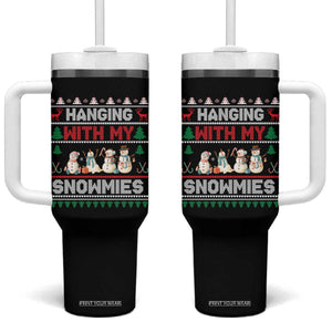 Christmas Snowman Tumbler With Handle Hanging With My Snowmies Merry Xmas TS12 One Size: 40 oz Black Print Your Wear