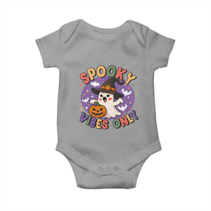 Cute Halloween Ghost Baby Onesie Spooky Vibes Only With Pumpkin TS12 Sport Gray Print Your Wear