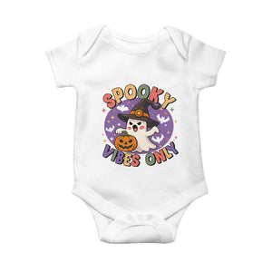 Cute Halloween Ghost Baby Onesie Spooky Vibes Only With Pumpkin TS12 White Print Your Wear