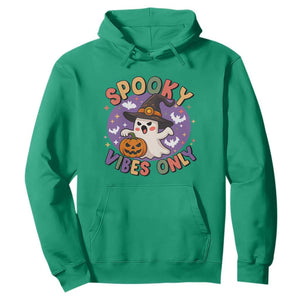 Cute Halloween Ghost Hoodie Spooky Vibes Only With Pumpkin TS12 Irish Green Print Your Wear