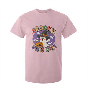 Cute Halloween Ghost T Shirt For Kid Spooky Vibes Only With Pumpkin TS12 Light Pink Print Your Wear